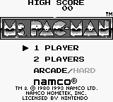 Ms. Pac-Man title screen for GameBoy